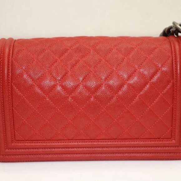 CHANEL Caviar Quilted Medium Boy Flap Dark Red 23141707 - Picture 14 of 16